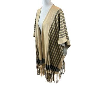 Ladies Angel Apparel Fringe Poncho Wrap, Ruana Style‎ Size Small